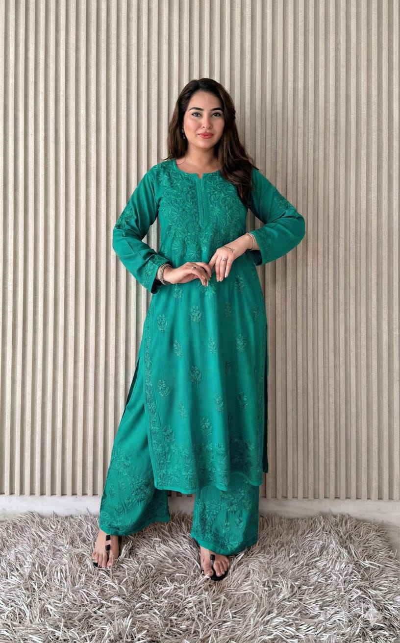 Lucknowi Chikankari Plazo Set